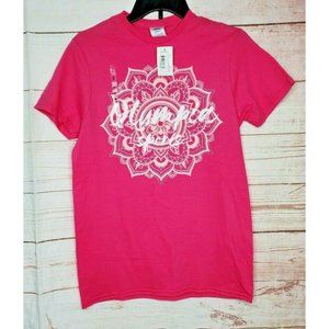 Rare Delta Soft Women's Olympia Sports Small Flower Burst Pink Cotton T Shirt